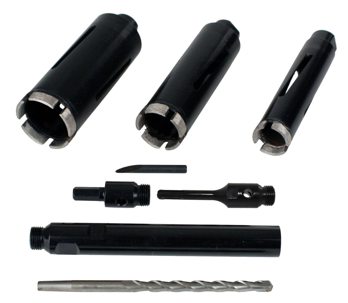 Steel Dragon Tools 3-Piece 1.5-inch to 2.5-inch Dry Diamond Core Drill Bit Kit with Hex SDS Adapters and Case