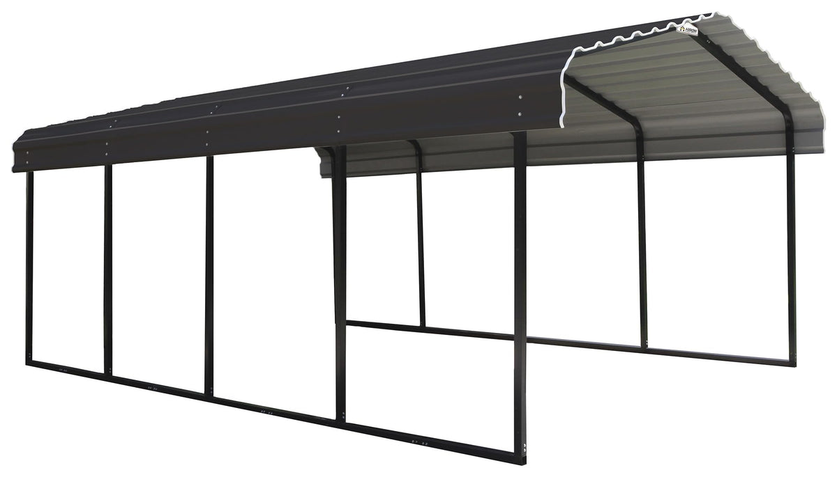 Arrow Shed 12 x 20 x 7-Foot Heavy Duty Galvanized Steel Metal Multi-Use Shelter, Shade, Carport, 12' x 20' x 7', Charcoal color