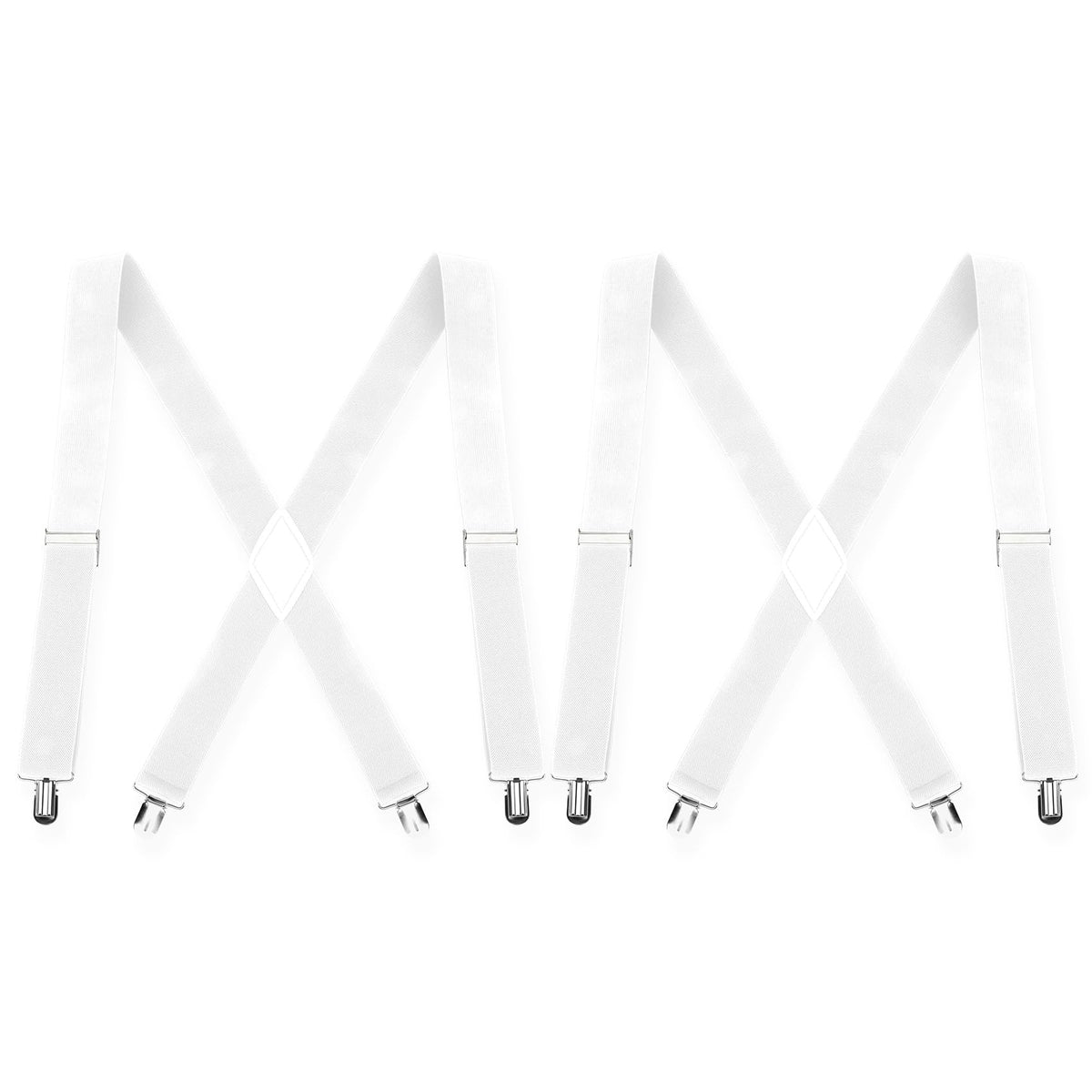 Diulinep Heavy Duty Suspenders - 2 Pack White, Ideal for Men & Women, Perfect for Under Clothing & 1920s Accessories
