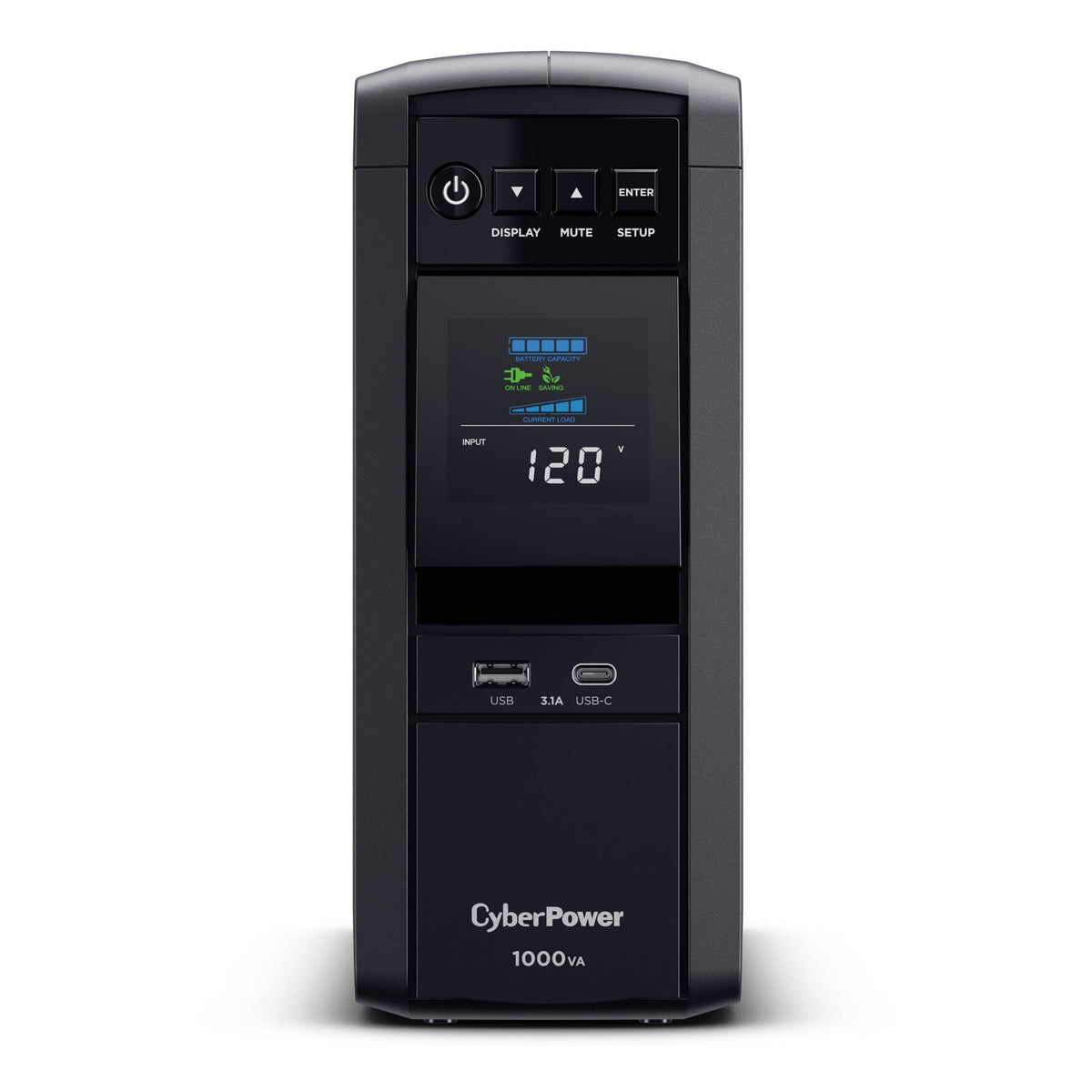 CyberPower CP1000PFCLCD PFC Sinewave UPS Battery Backup and Surge Protector, 1000VA/600W, 10 Outlets, AVR, Mini-Tower, UL Certified