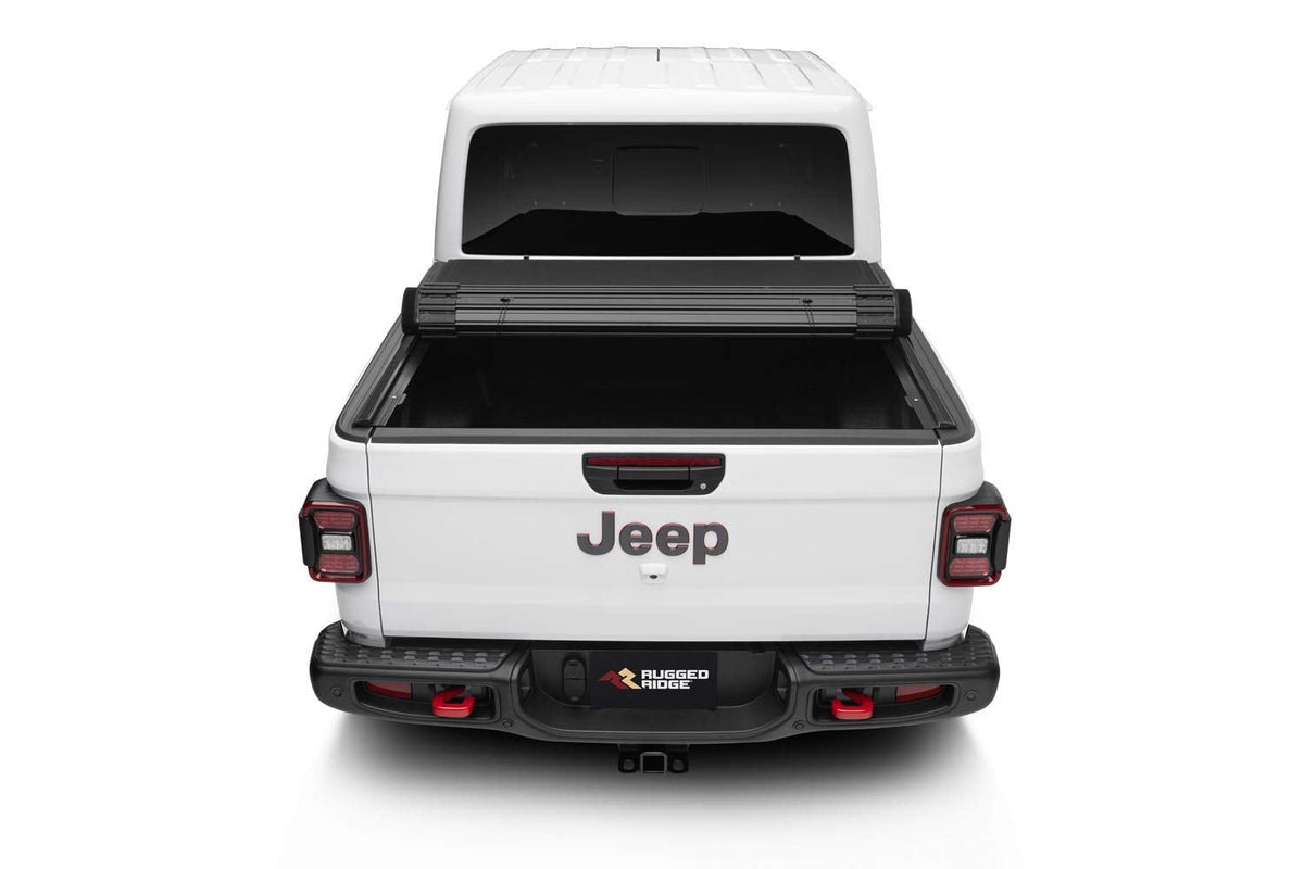 Rugged Ridge Armis Hard Rolling Tonneau Cover for Jeep Gladiator JT | Weather Resistant, Full Bed Access | 13550.23 | Fits 2020-2025 Jeep Gladiator JT with or without Trail Rails