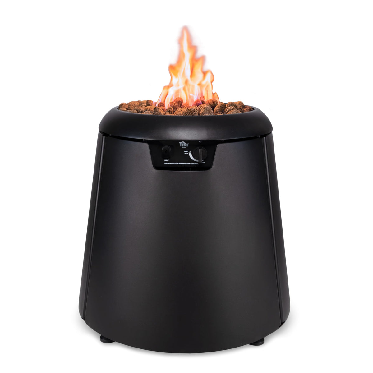 TIKI 28.5-Inch Customizable Propane Fire Pit, 40,000 BTU Outdoor Gas Fire Pit with Lava Rocks & Burner Cover – Modern Black Design for Patio, Backyard, and Outdoor Spaces