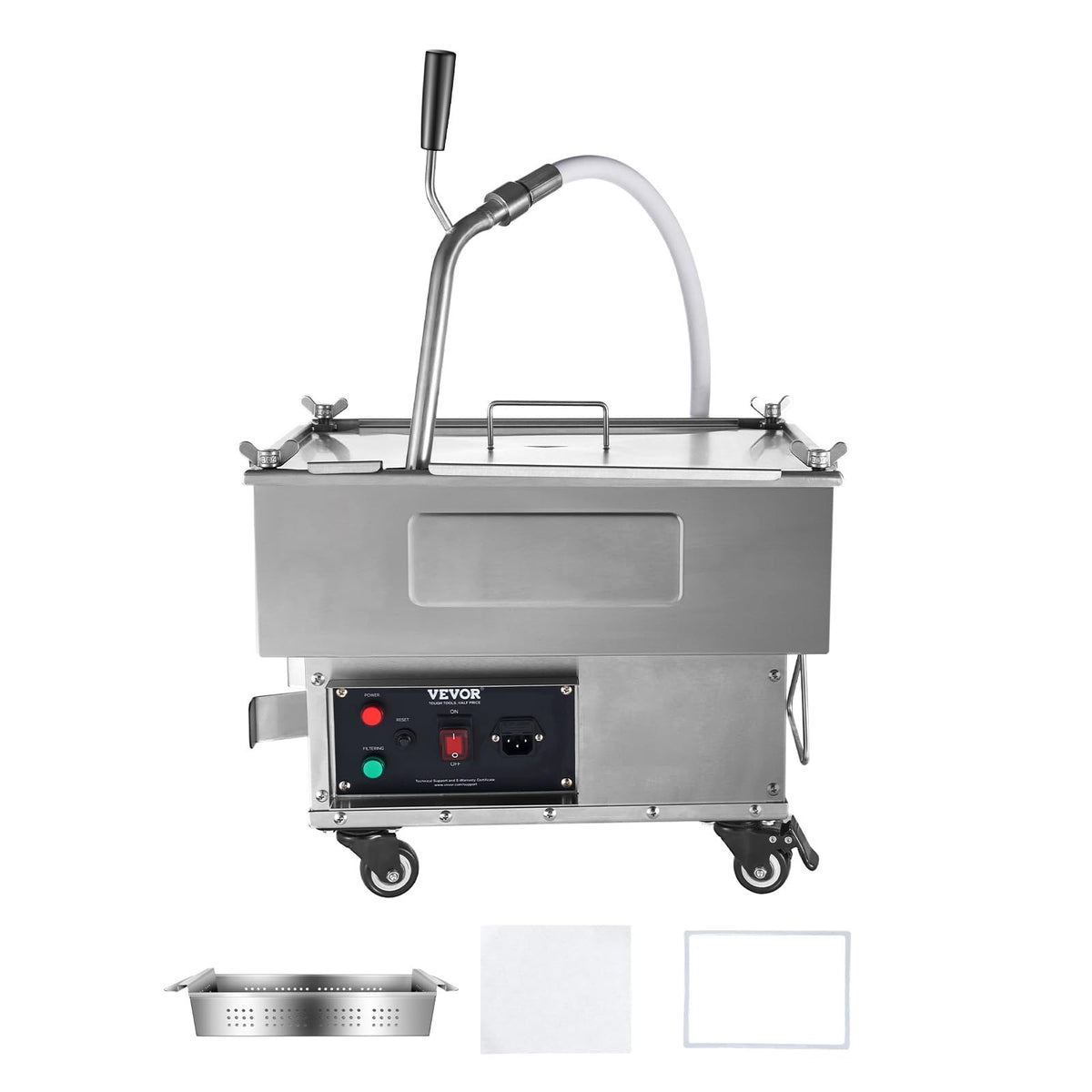 VEVOR Deep Fryer Filter 18 L/44 LBS/5.8 Gal, Frying Oil Filter System Machine 300W, Deep Fryer Oil Filter 10 L/min, Cooking Oil Filter Pump & Oil Hose, Mobile Fryer Filter 110V Kitchen Restaurant