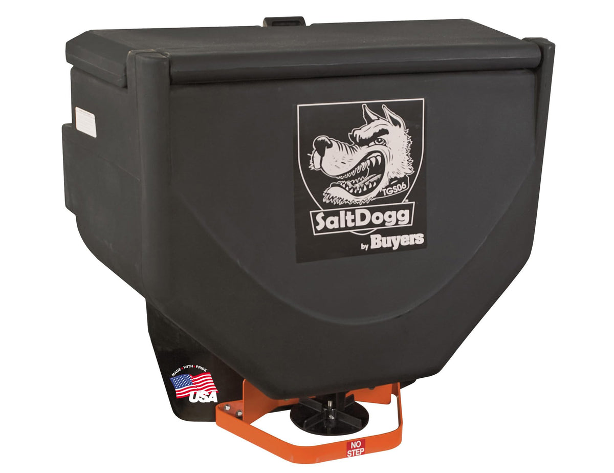 Buyers Products SaltDogg TGS06 Tailgate Salt Spreader, Made In The USA, 10 cu ft/750lb Capacity, Adjustable Flowgate Design W/Gravity Feed, Salt Spreader for Commercial Use