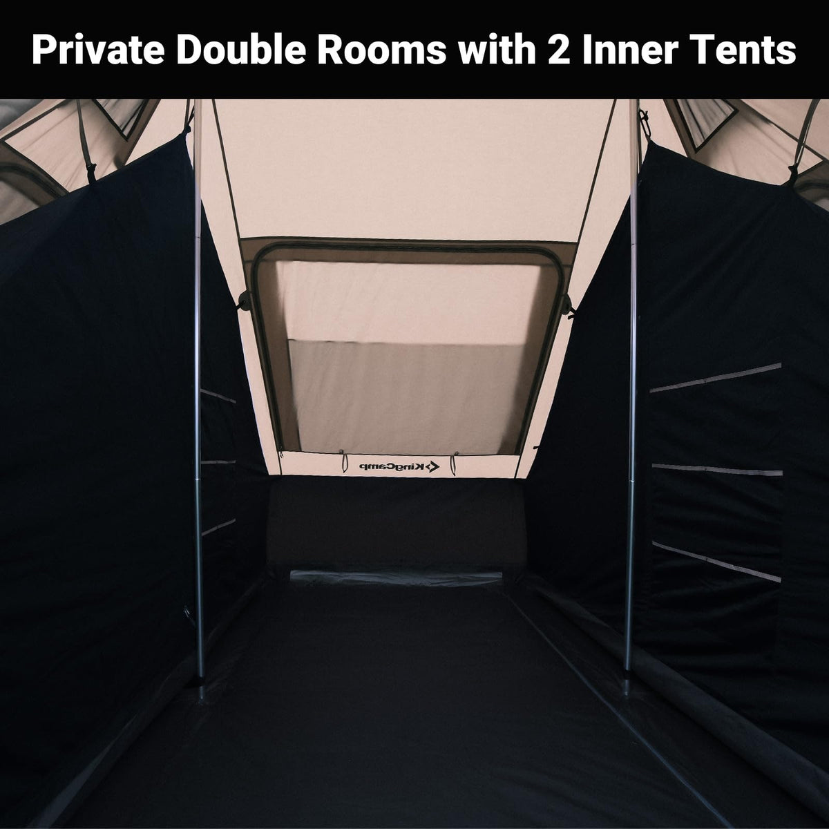 KingCamp Khan Inner Tent for 2 Person, Dark Room Tent with High Density Mesh, Lightweight Waterproof Windproof for Camping Backpacking Hiking Fishing RV