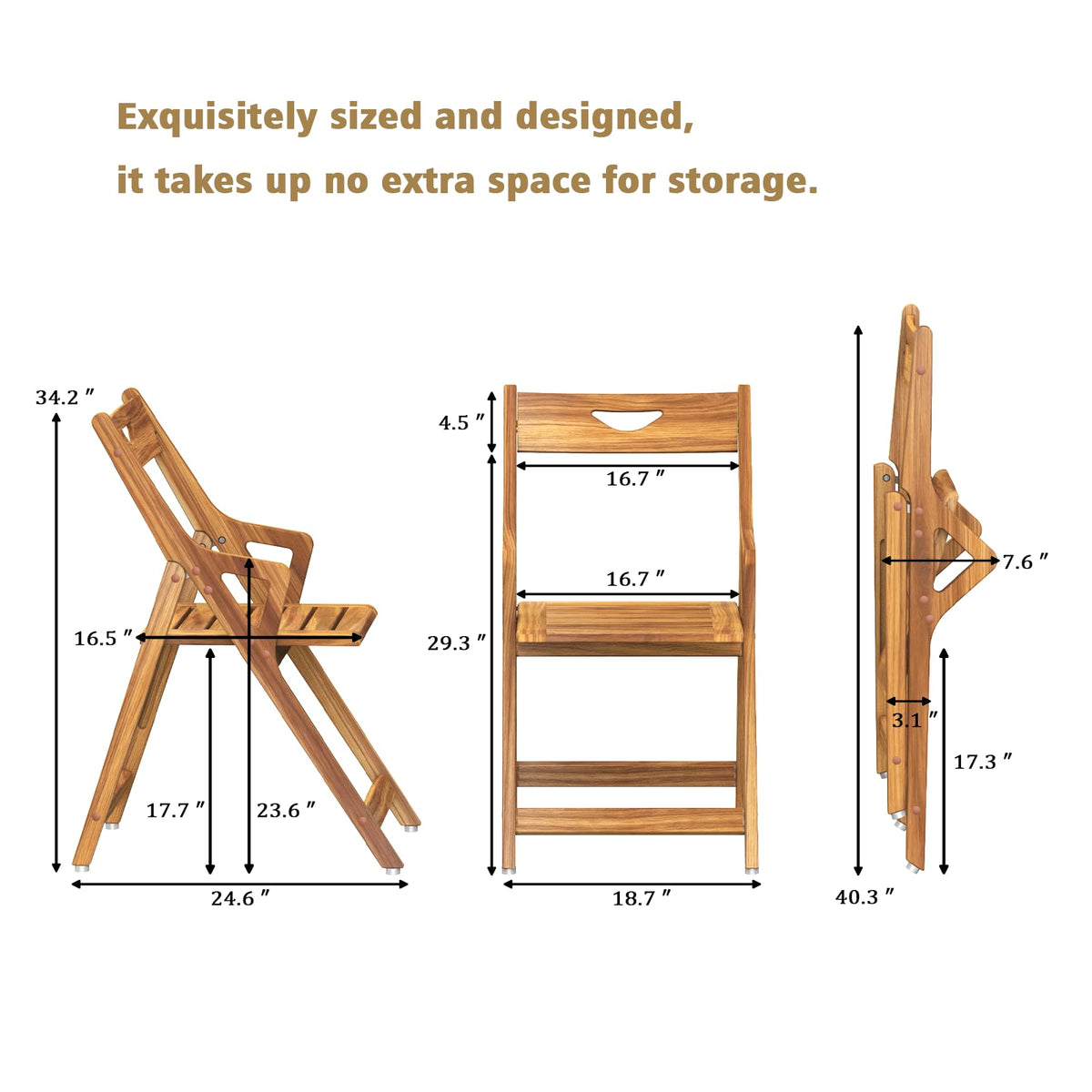 NNN Solid Teak Folding Shower Chair - Pivoting Backrest & Forward-Leaning Armrests for Easy Stand-Up, 350lb Capacity, Space-Saving Fold & Anti-Slip Feet for Elderly Bath Safety