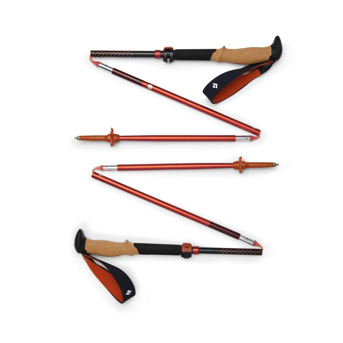 BLACK DIAMOND Pursuit FLZ Trekking Poles (Pair) | Adjustable Z-Pole Design | Natural Cork Grips | Lightweight Aluminum Hiking Poles | Black-Octane | Small/Medium