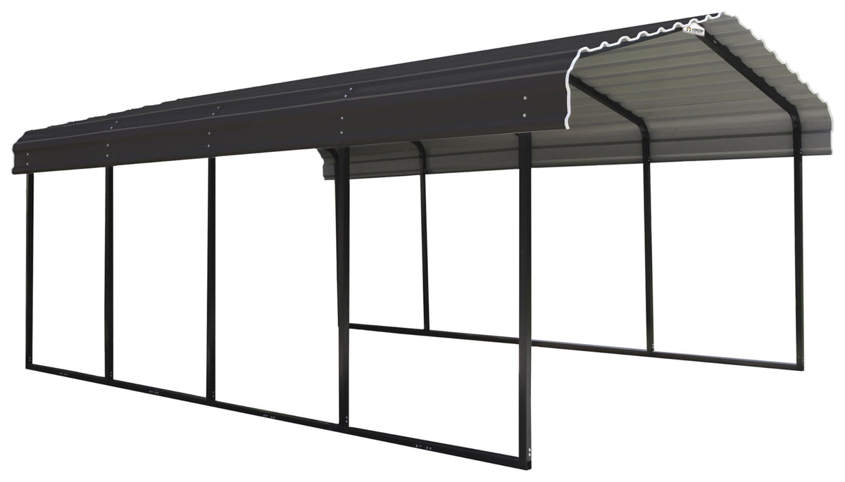 Arrow Shed 12 x 20 x 7-Foot Heavy Duty Galvanized Steel Metal Multi-Use Shelter, Shade, Carport, 12' x 20' x 7', Charcoal color