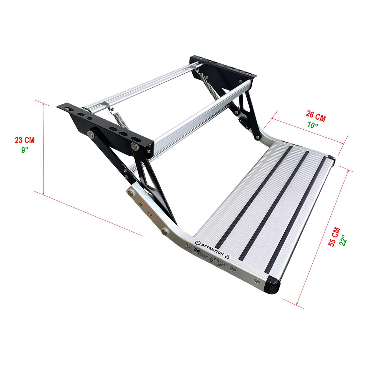 GEARFLAG Manual RV Step – Folding Aluminum Entry Step with Anti-Slip Surface, 440 lbs Capacity – for Camper, Trailer, Motorhome