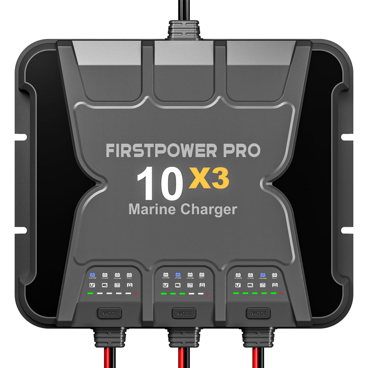Upgraded 3 Bank Marine Battery Charger 10X3, 30A (10A/Bank) - 12V Waterproof Onboard Battery Charger, Battery Maintainer & Desulfator for SLA/AGM, Lithium (LiFePO4), Calcium & Deep-Cycle Battery