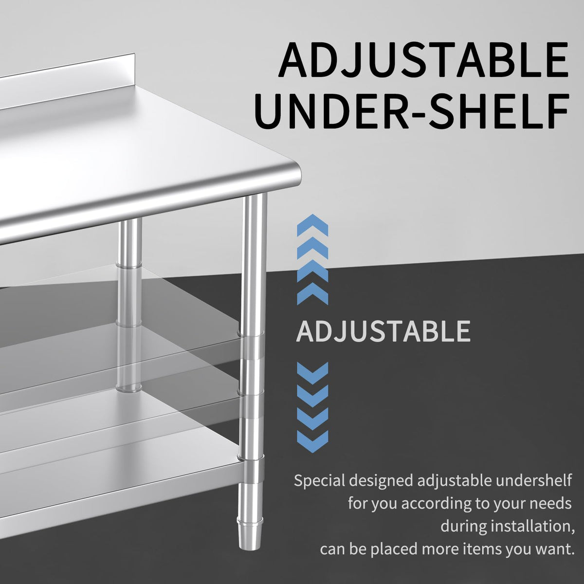 Mioleu Stainless Steel Table, 30 x 24 Inches Commercial Metal Prep & Work Table with Backsplash and Adjustable Undershelf for Kitchen Restaurant Home Garage Warehouse