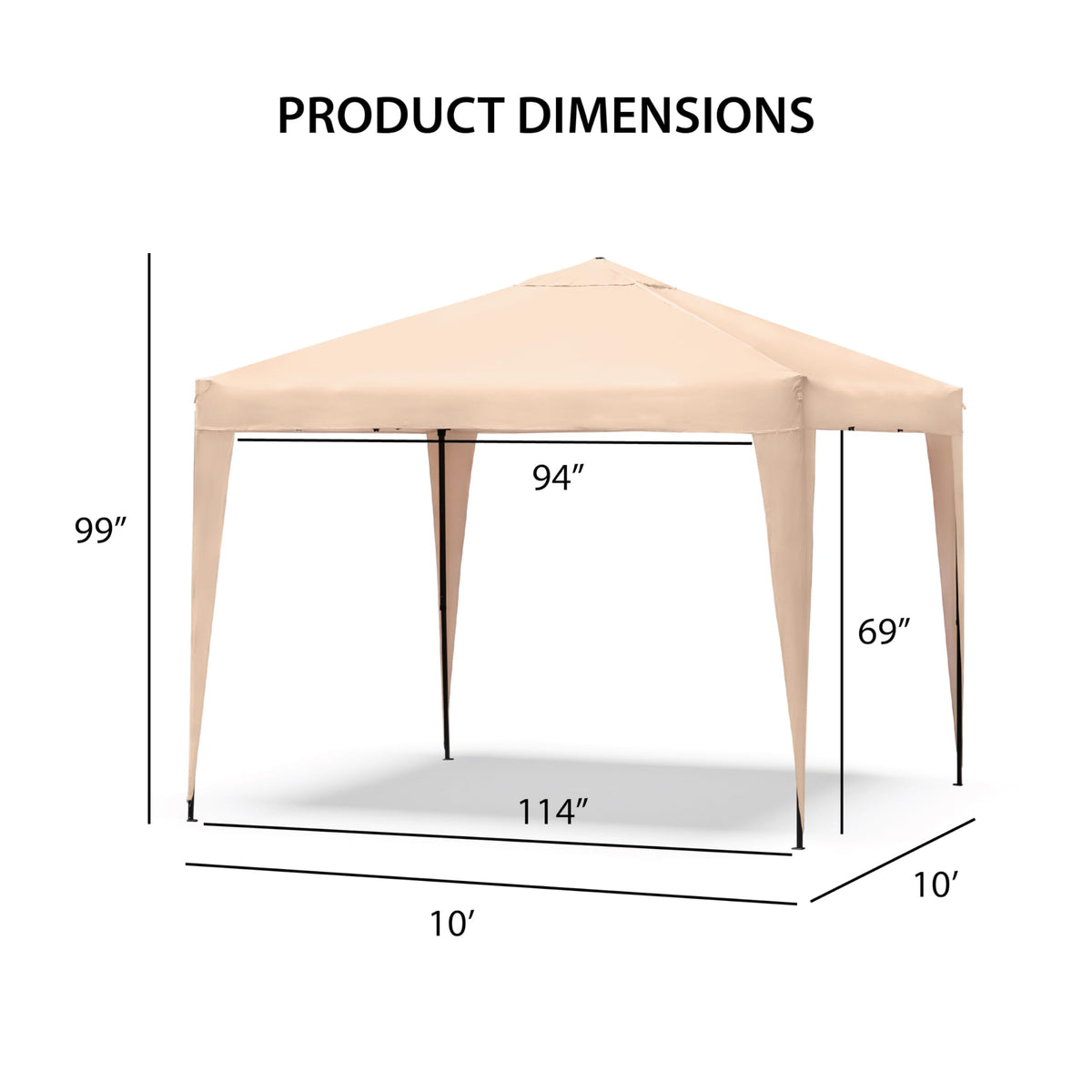 Furniture of America Tene 10'x10' Base 8'x8' Top Portable Easy Pop Up Awning Outdoor Canopy Tent, Rain Shelter with Wheeled Carrying Bag, Beach Shade, for Backyard, Patio, Deck, Red