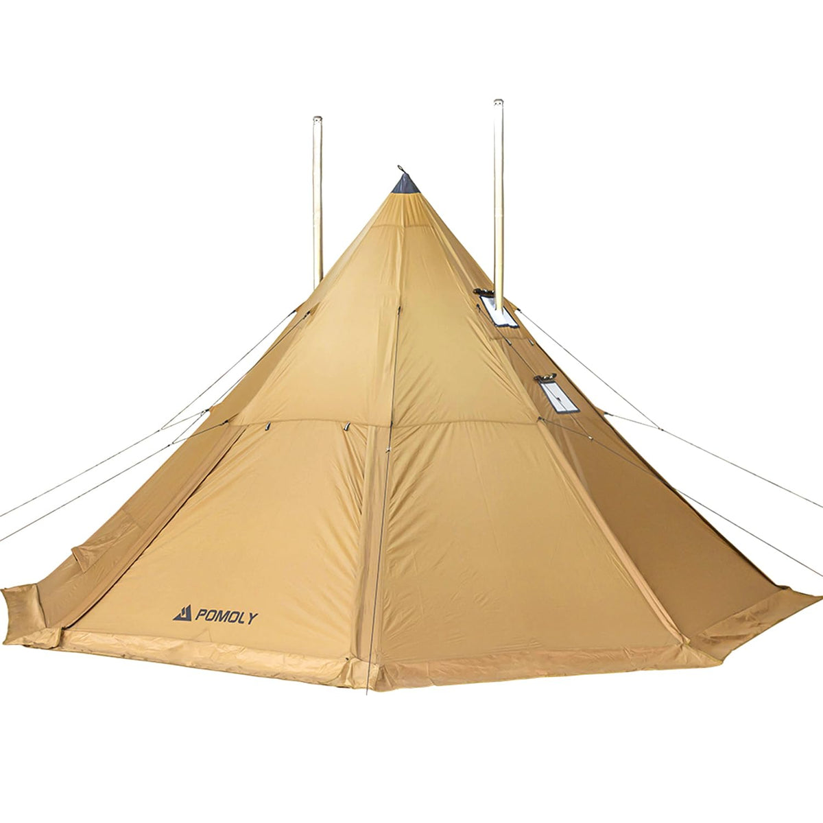 POMOLY Tipi Tent Camping Hot Tents, Bromance 70 Pyramid with 3 Stove Jacks for 2-4 Person Hiking Hunting (with Inner Tent)