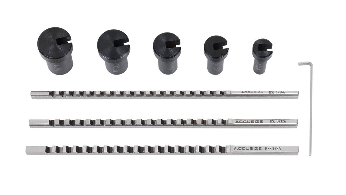 Accusize Industrial Tools No.00 Hss Keyway Broach Precision Sets in Fitted Wooden Box, 5100-0001