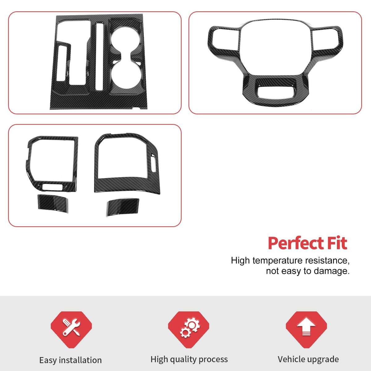 Jimen Compatible with Ford F150 2021-2024, 11PCS Interior Trim Kits - Navigation Panel, Dashboard Cover, Air Vent Trim, Gear Shift Frame (Carbon Fiber)