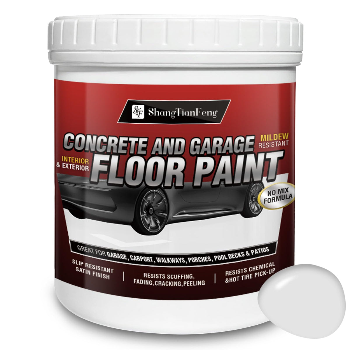 5 Gallon Professional Floor Paint Kit ( White, 800-1000 sq.ft) - Acrylic Concrete Coating for Garages & Indoor and outdoor floors and walls | Single Component Formula | Ready-to-Use | Low VOC|Anti Slip