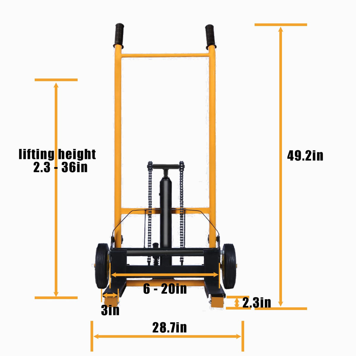 Manual Forklift Material Stacker, Hand Truck Lifts with Fixed Legs and Adjustable Forks, 2.3-36" Lifter Hieght Hydraulic Lift for Factory, 440Lbs (Foot Pedal)