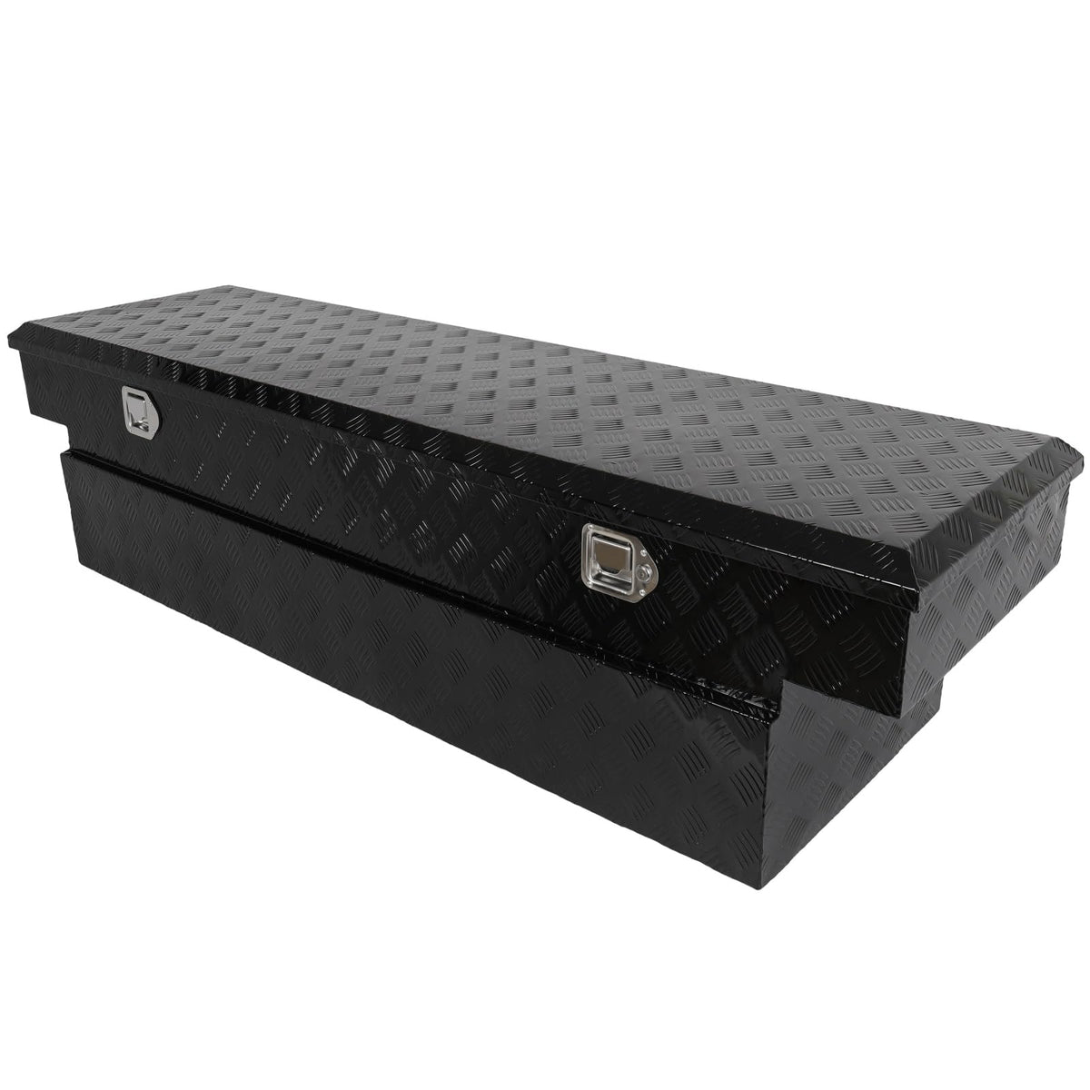 SCITOO 69" Aluminum Diamond Plate Truck Bed Tool Box,Heavy Duty Crossover Storage for Most Full Size Pickups,Lockable Weatherproof Chest,Fits 69"WX20"DX20"H Truck Beds,Easy Access to Load and Unload