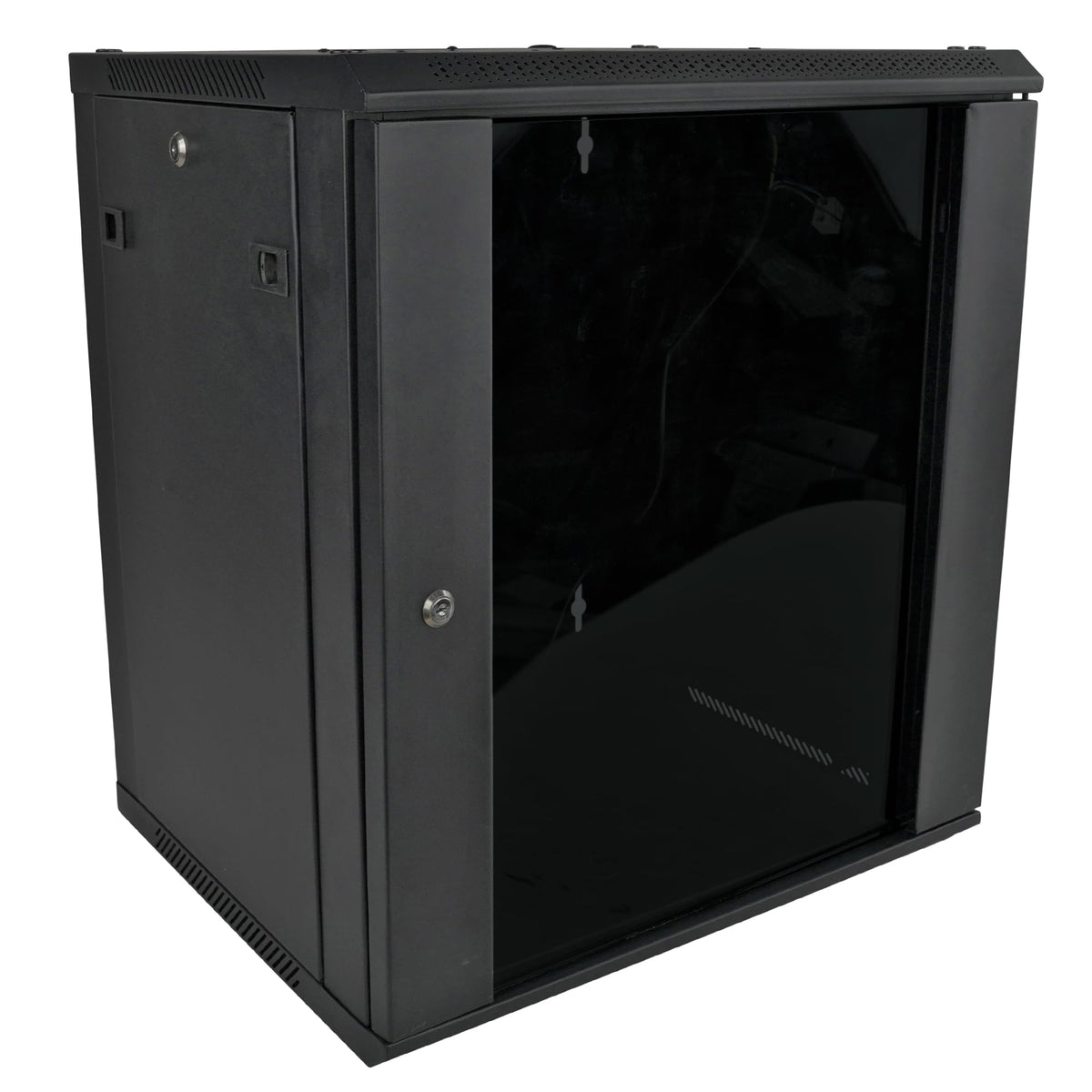 Pearington 12U Server Rack Enclosure with Glass Door, Cooling Fan, Locks, & Removable Side Panels - 12U Wall Mount Network Cabinet