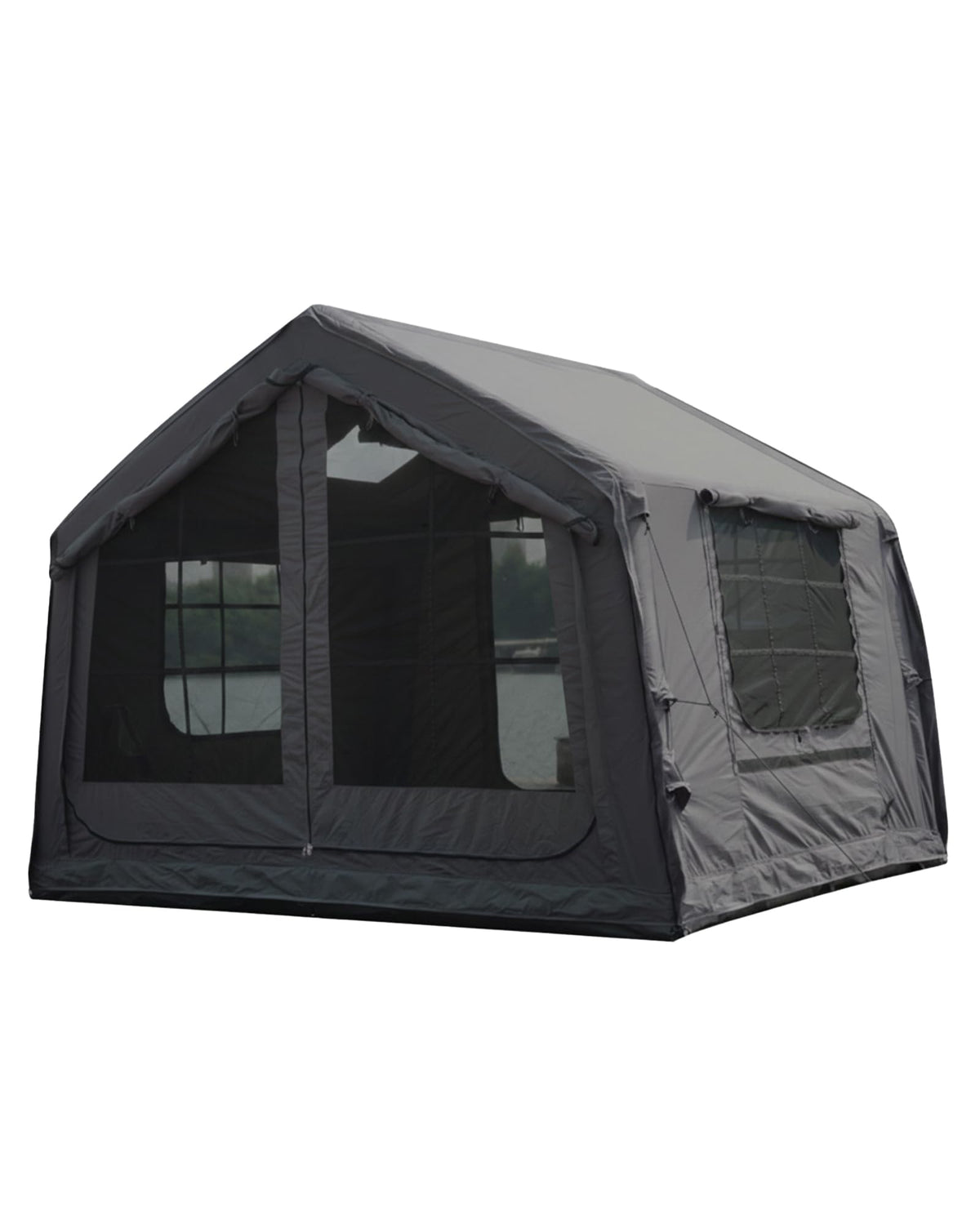 Inflatable Camping Tent for 2-4 Person, TC Cotton Canvas Blow Up Tent with Skylight & Stove Jack, 5-Minute Quick Setup Air Tent, 10.2' x 8' x 7' Glamping Tent for Family Camping, Festivals & Outdoors