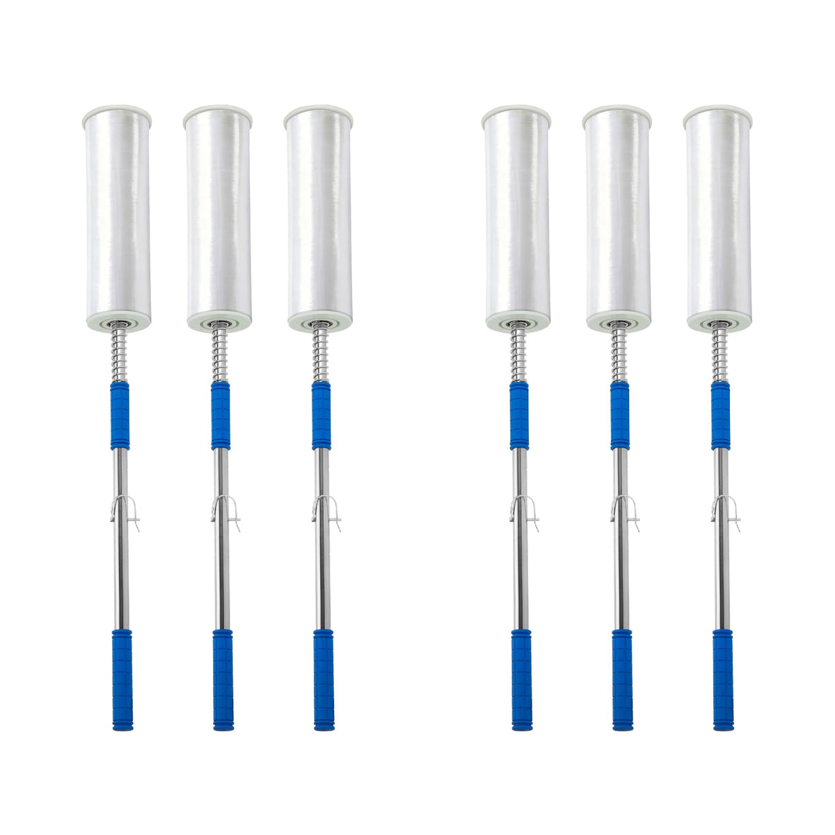 6-Pack Heavy Duty Stretch Film Dispenser Pole Holder - 48 Inch Extra Long Handle for Pallet Wrapping - Fits 12" to 24" Rolls with 2" to 3" Core - Industrial Grade Stretch Wrap