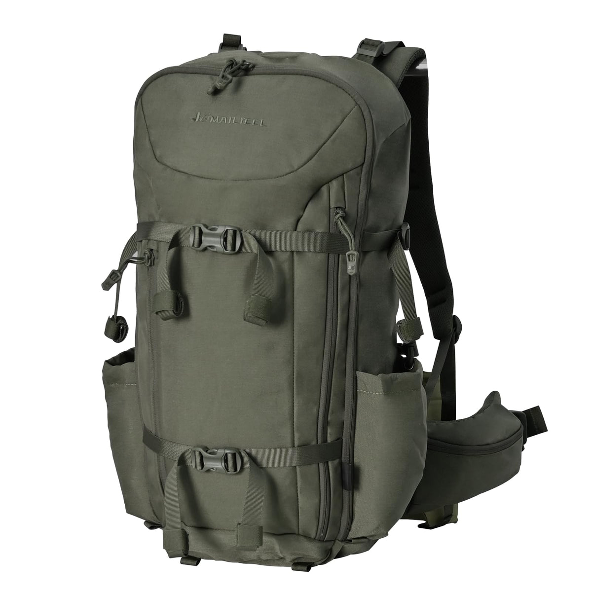 JOMAILIEEL Hunting Backpack for Men, 40L Waterproof Silent Pack with Rifle Holder and Bow Carry System, Rain Cover, Durable UTX Buckles and YKK Zippers
