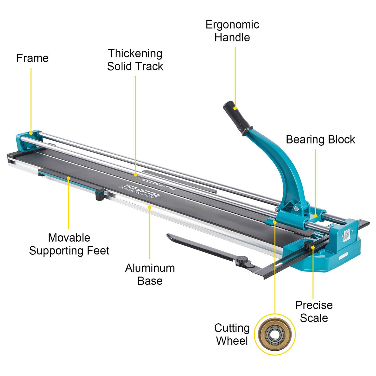 BestEquip Manual Tile Cutter 48 Inch, Laser Guide & Tungsten Wheel for Precision, Cuts Porcelain & Tile, All-Steel Durable Frame, Large 48-Inch Capacity for professional installers or beginners