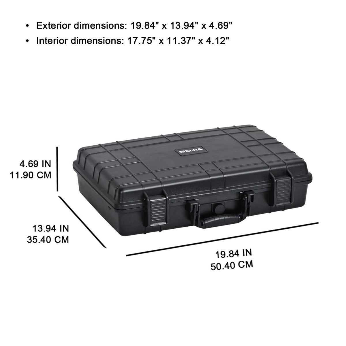 MEIJIA Portable Waterproof Protective Case,Hard Camera Case,Customized Fit Foam Inserted, Elegant Black,Fit for Camera, Equipments, Lens,Drones,19.78“X15.77"x7.41" (Black)