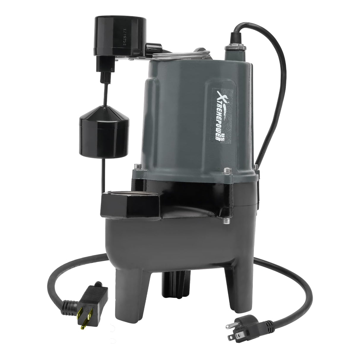 XtremepowerUS 3/4HP Submersible Sump Sewage Pump 8400 GPH Stainless Steel Vertical Float Switch Garden 2" Outlet, Piggy-Back Plug