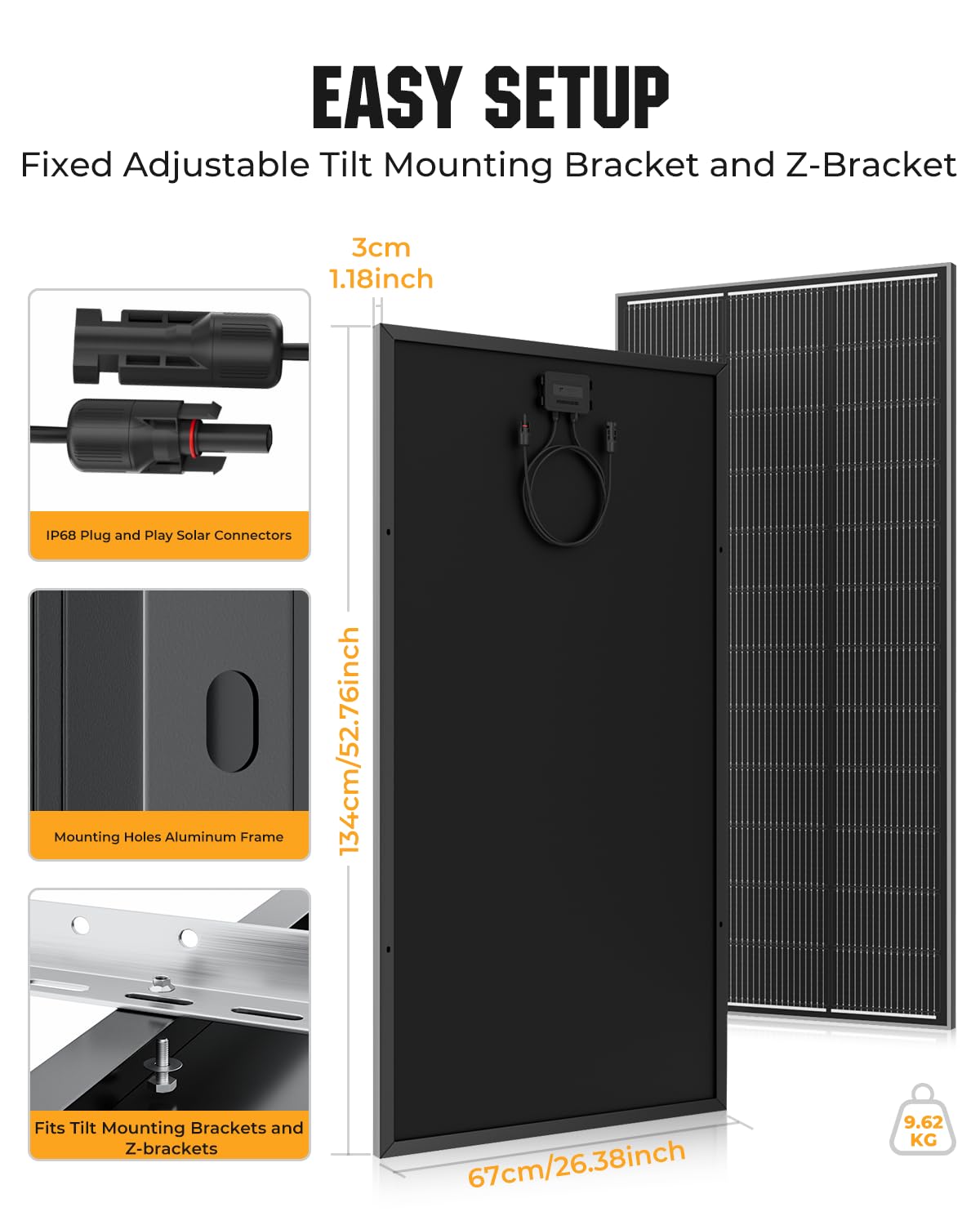 Rvpozwer 200 Watt Solar Panel 18BB, 25% High Efficiency, N-Type 12V 200W Solar Panel, Monocrystalline PV Modules, for Rooftop, RV, Farm, Trailer, Marine, Home Off-Grid System