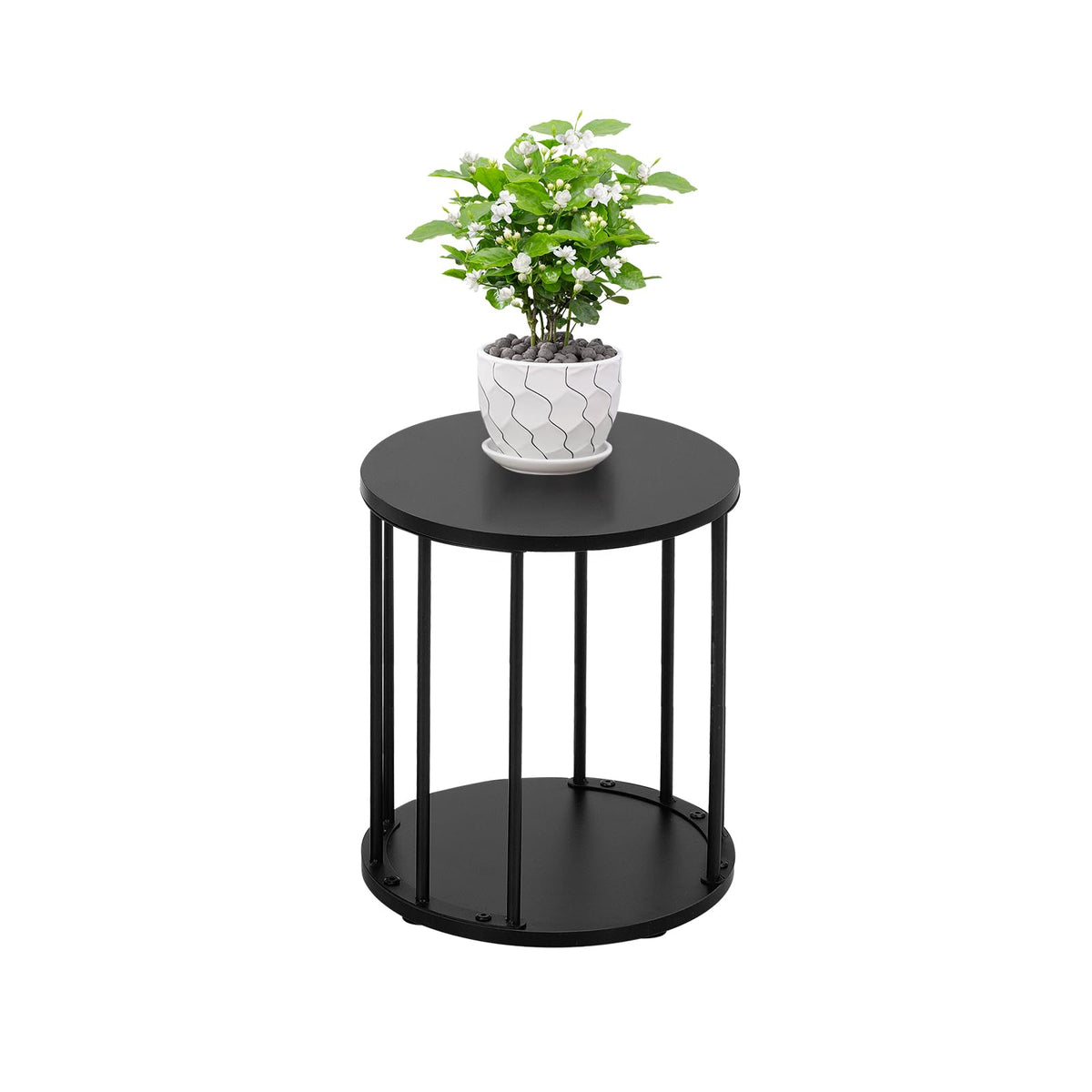 Leinade Plant Stand Indoor,small plant stool,Flower Pot Corner stand holder,Mid Century Heavy Duty Metal Tall Home Decor,Modern Round End Table,Small Rustic Display Stand for Living Room,Bedroom(Black,14In)