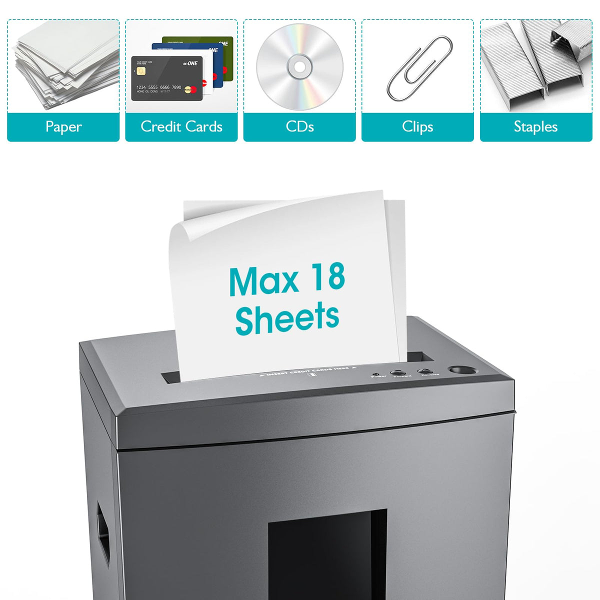 WOLVERINE 18-Sheet Shredders for Home Office Heavy Duty P-4 Security Level Crosscut Paper Shredder Paper/CD/Card Ultra Quiet Paper Shredder for Home with 6 Gallons Pullout Waste Bin SD9113(Grey ETL)
