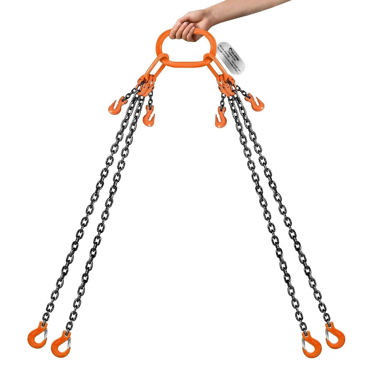 SALUINOKI 4 Leg Chain Sling for Lifting with Hooks Heavy Duty 11 Ton 1 inch x 10 FT 24,200 lbs 4 Point Lift Chains Rigging