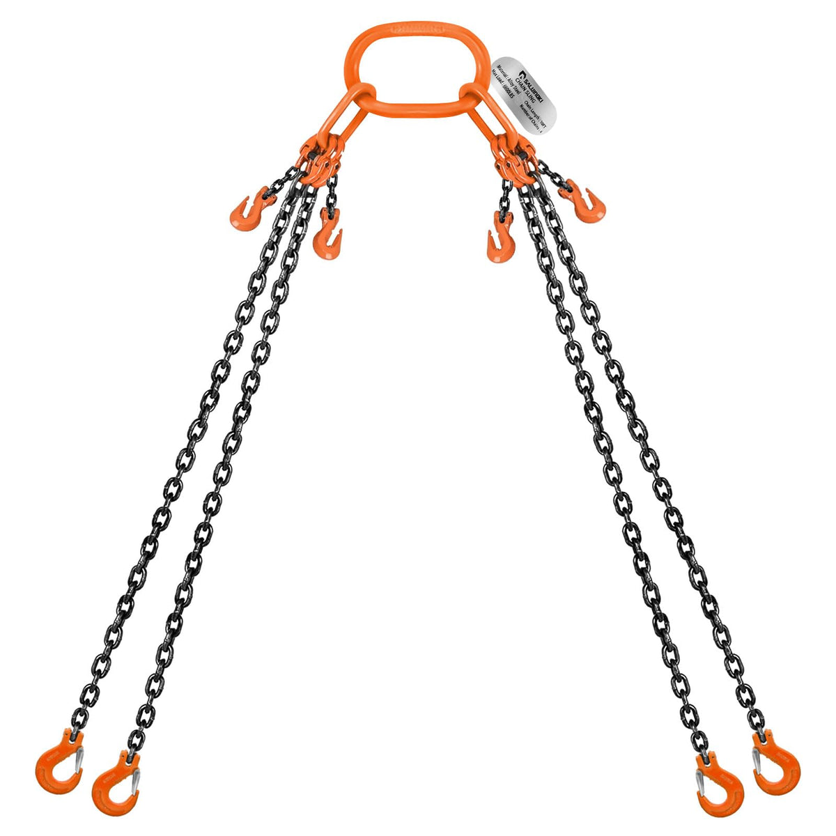 SALUINOKI Lift Chain Sling with Hooks 10Ft 4 Way x 1/4 inch 6600lbs 3 Ton for Chains Lifting