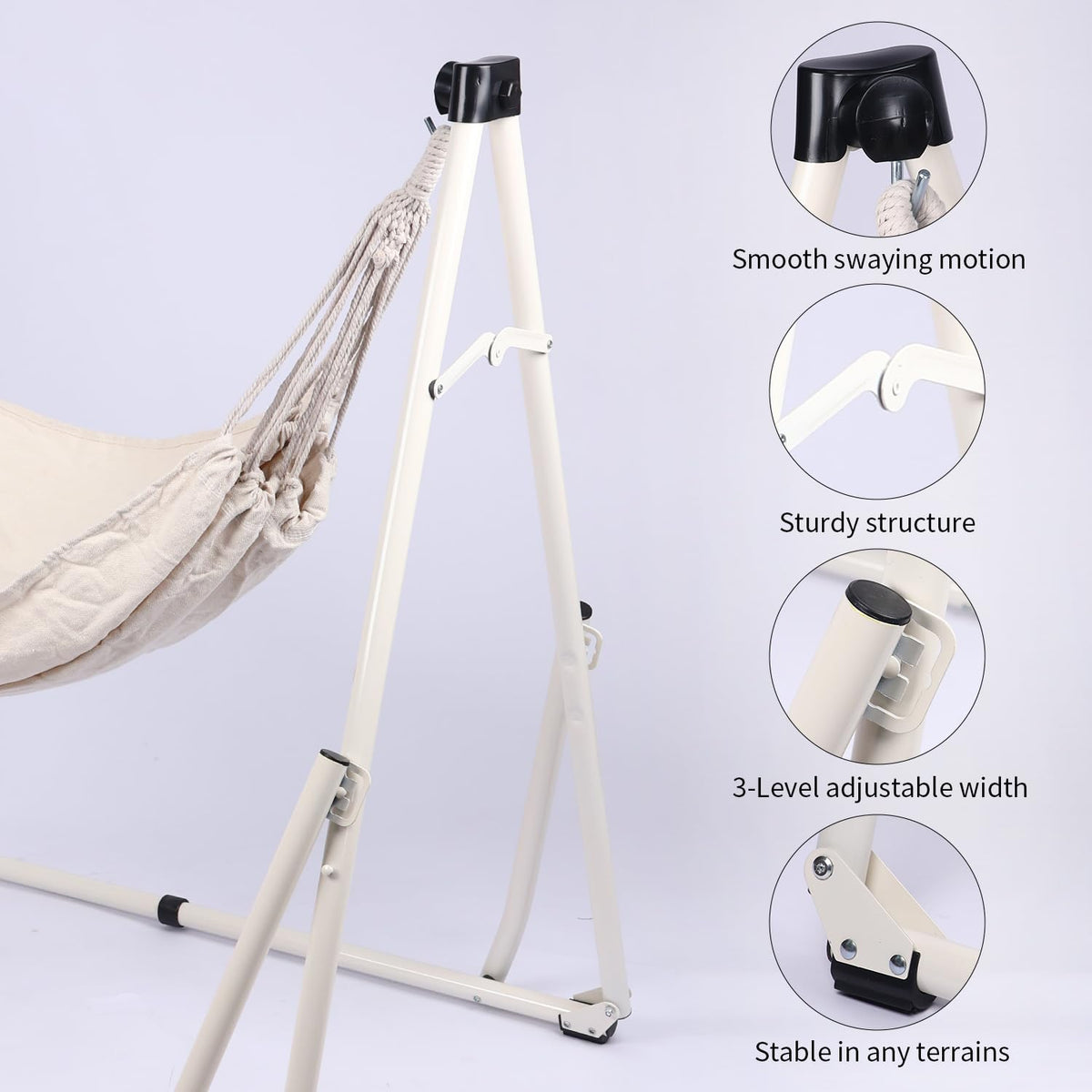 2 in 1 Hammock with Stand - Portable Hammock & Swing Chair, No Tools Assembly, with Carry Bag, Indoor Outdoor for Patio, Garden, Camping, Apartment (White)
