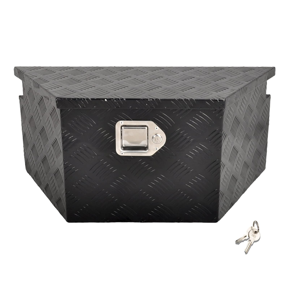 TBAPFS 26 Inch Aluminum Trailer Tongue Tool Box 5 Bar Tread Wide Utility ToolBox for Pick Up Truck RV Storage Organizer Tool Box with Lock and Keys - 26"X13.3"X12" Black