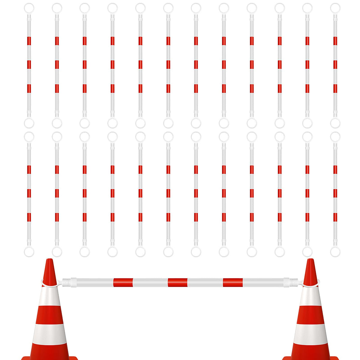 Huwena 24 Pcs 12 Pcs Retractable Traffic Cone Bar from 4ft to 7.2ft Expandable Safety Cone Bars Lightweight Traffic Barricade for Road Parking Use, Parking Lots, Road Construction