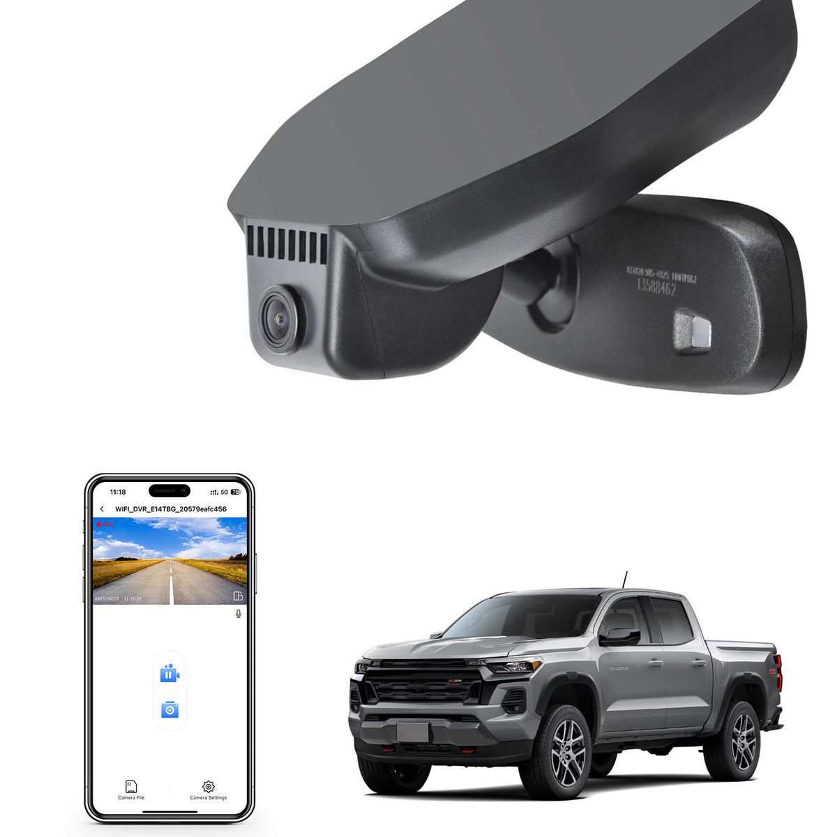 Mangoal 4K Dash Cam Custom fit for Chevy Colorado 2023 2024 2025 2026 Select Base WD LT Z71 ZR2 Work Truck Trail Boss(Model B), Integrated OEM Look, UHD 2160P Video, Free App & WiFi, 64GB Card