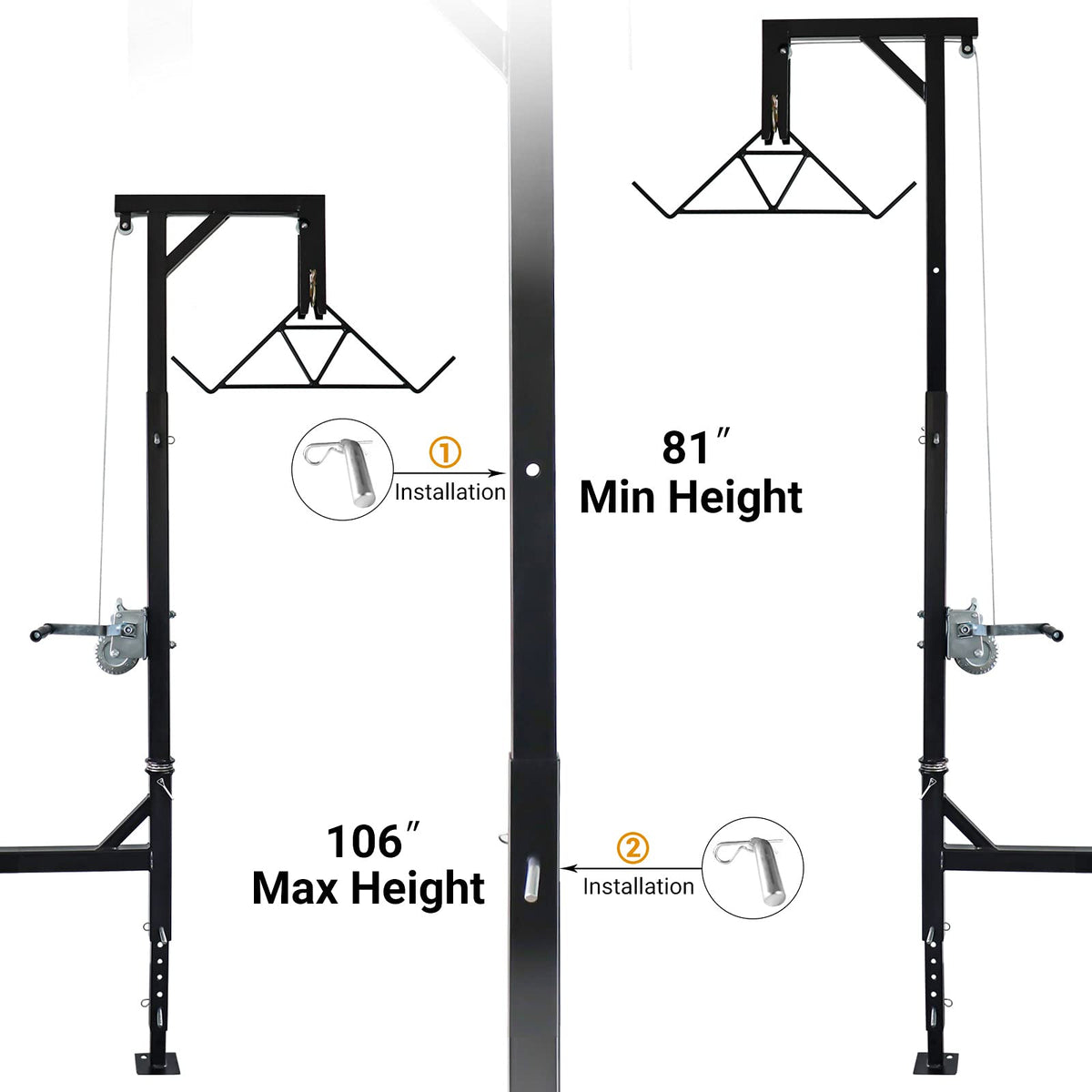 Highwild Truck Hitch Game Hoist & Gambrel - 500lbs with 360 Degree Swivel - Complete Hoist Kit (Included Winch/Gambrel)