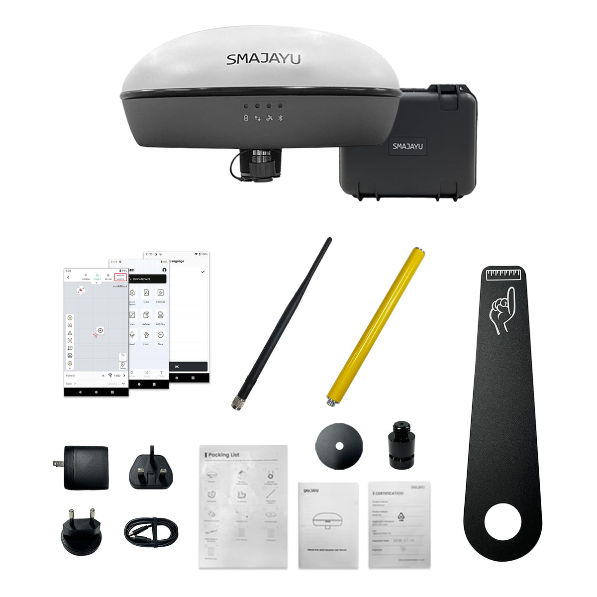 SMA20 Base 900MHz GNSS RTK GPS Surveying Equipment 1408 Channels, Work as Base Station for UAVs/Drones, Land Survey, Topographic Mapping, CORS/NTRIP Correction, Free Software, NOAA Certified