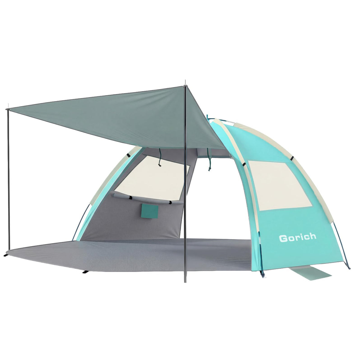 Gorich Beach Tent Sun Shelter with Canopy, Easy Setup UPF50+ UV Protection Sun Shade for 3-4/5-6/7-8 Person, Lightweight & Compact Beach Umbrella for Family Travel