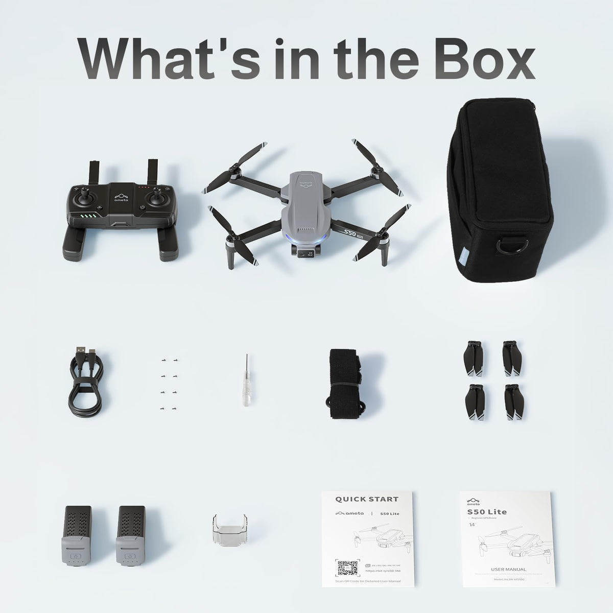 Ameta Drone with Camera 4K Professional with GPS, S50 Lite FPV Drone for Kids and Adults with Auto Return/ 50-Min Flight Time/Follow Me/Intelligent Mode/Gesture Control/ 1640 ft Range, Under 249g