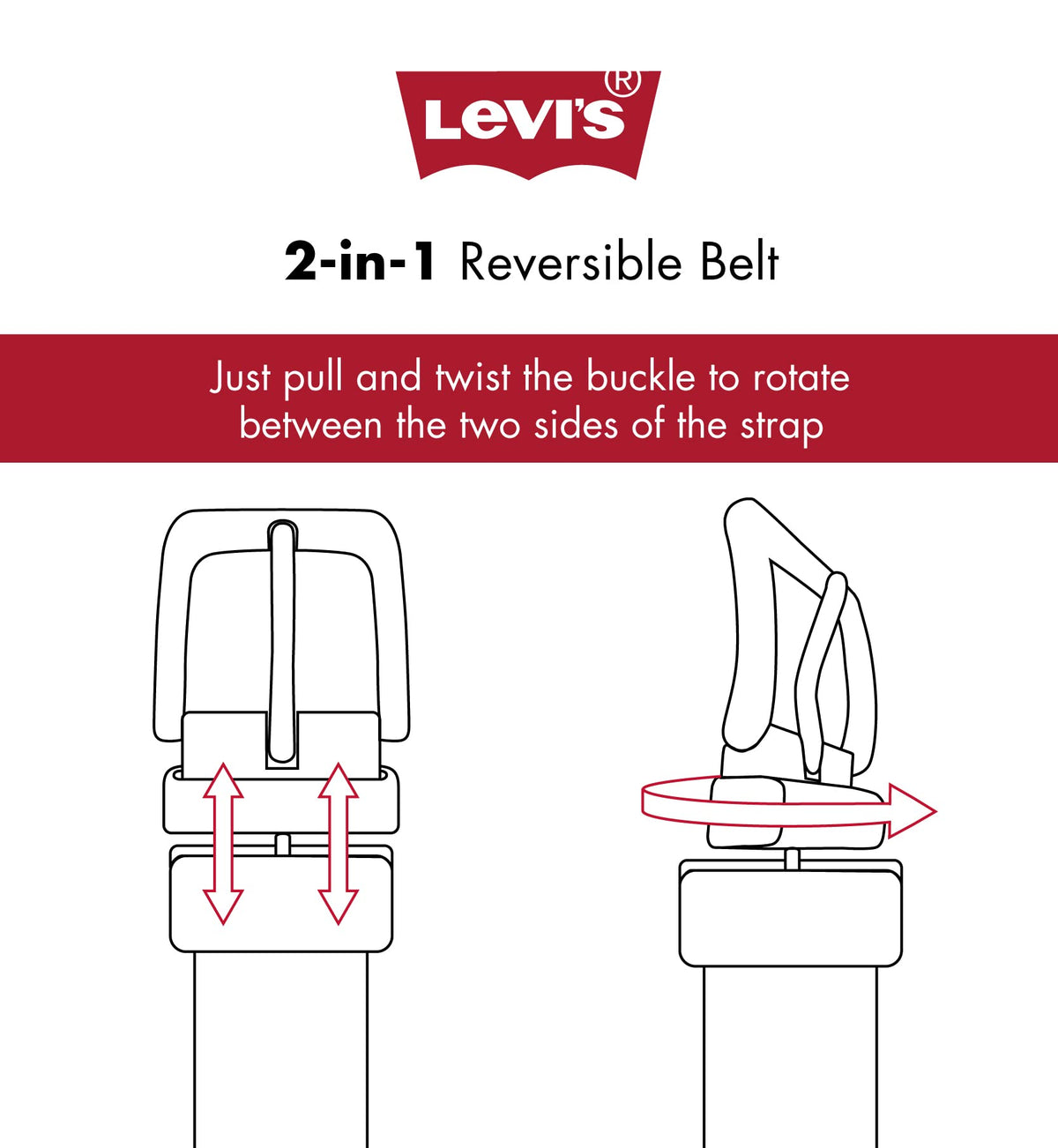 Levi's Women's Reversible Western Buckle Casual Belt, Tan/Black, Large