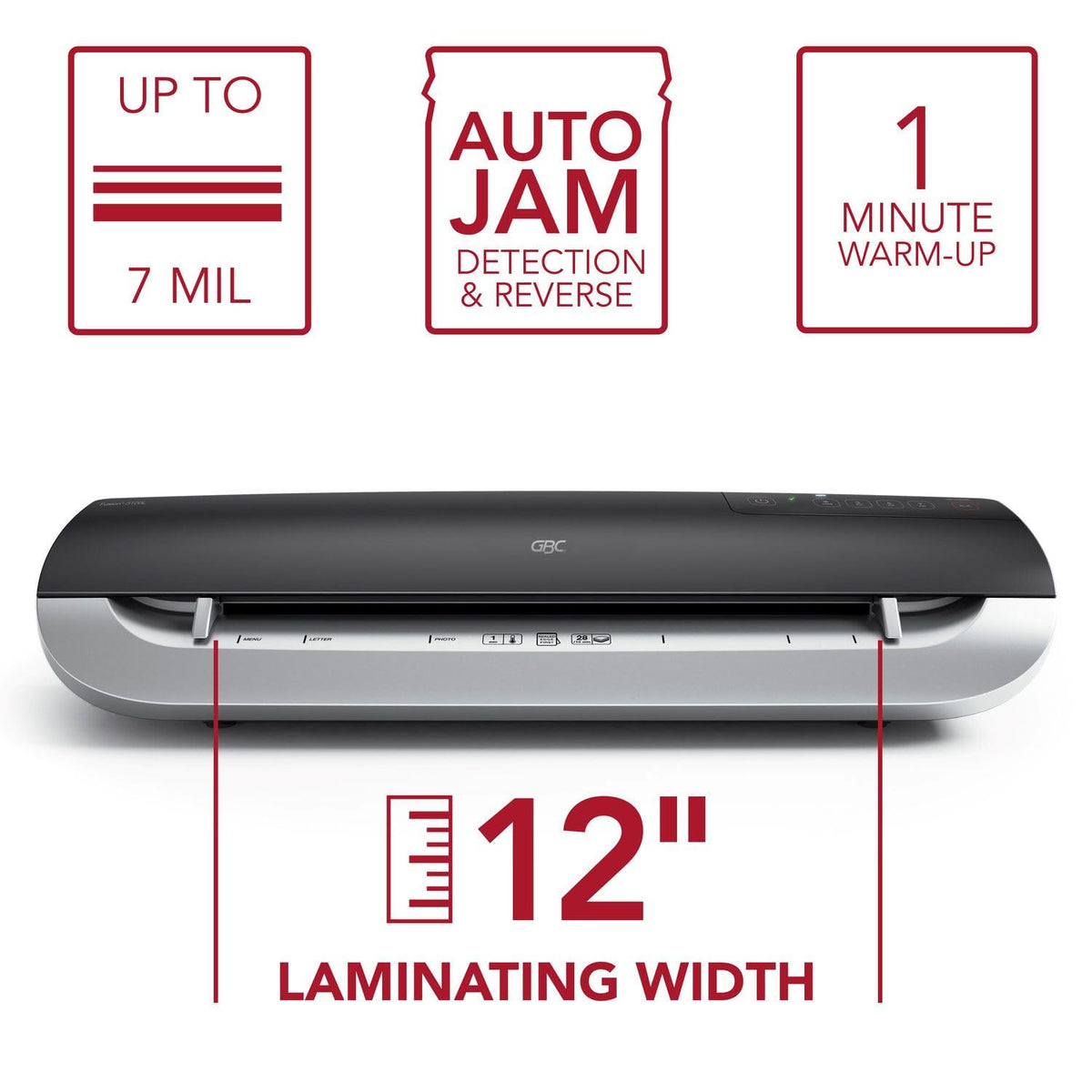 GBC Thermal Laminator Machine, Fusion 3100L, 12 Inch, 1 Min Warm-up, 3-7 Mil, with 30 EZUse Laminating Pouches for Home, Office and Classroom, Black (1703076)
