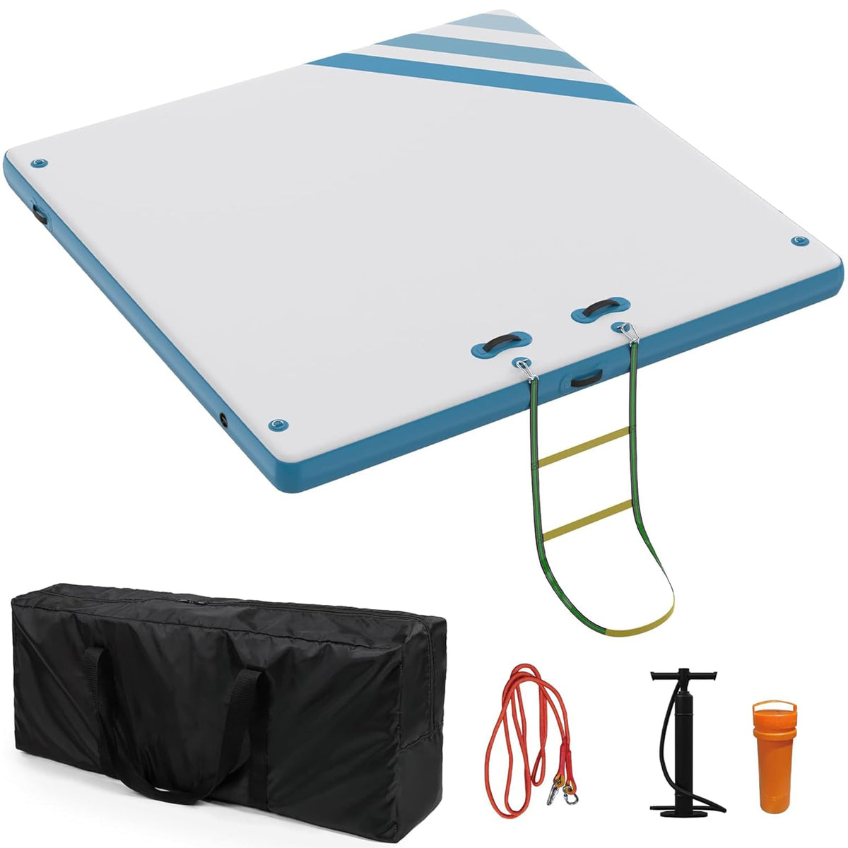 Inflatable Floating Dock Air Dock Platform Non-Slip Surface Thick Lake Floats with Portable Carrying Bag, Air Pump for Lakes, Pool, Beach, Ocean