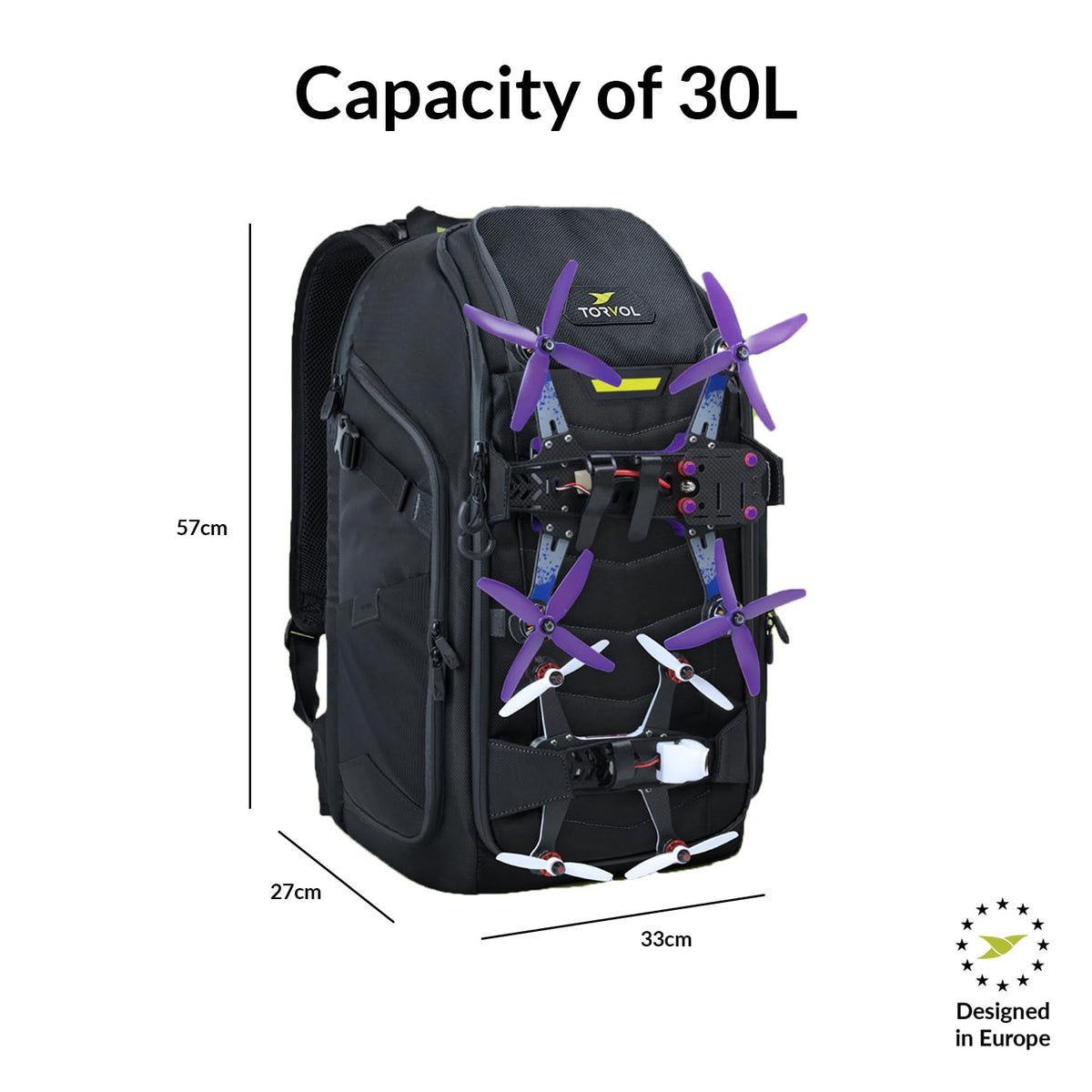 Torvol Quad PITSTOP Backpack Pro Stealth Edition – FPV Drone Backpack for 4 Quads + Gear, Compatible with DJI Mini 3, DJI Mini 4 Pro, Avata, Mavic, Goggles, Laptop, Black, With Rain Cover, 30L