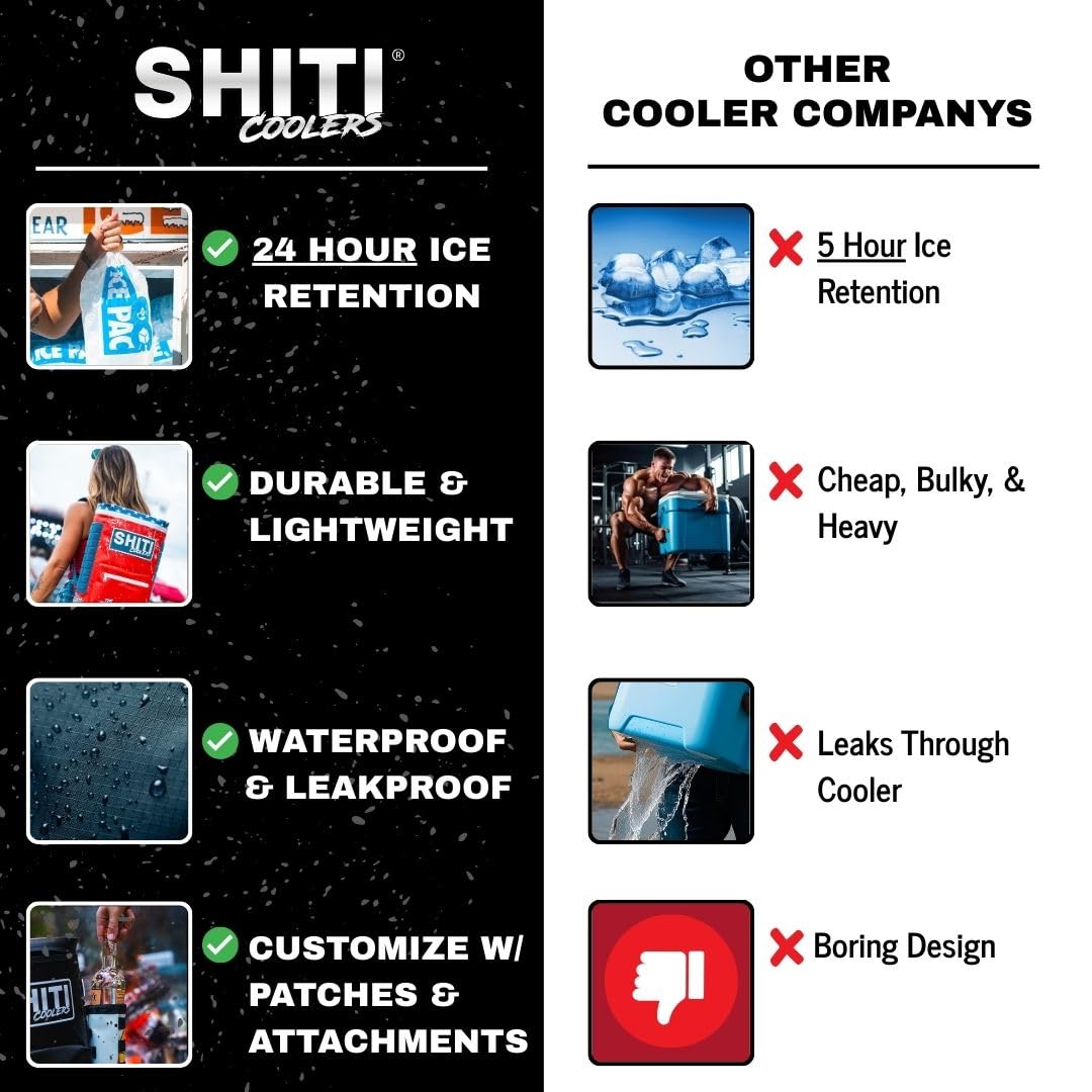SHITI Coolers Cooler Backpack for Camping, Travel, Beach, Soft Lunch Box for Food, Drinks & Ice, Portable, Waterproof 24 Hr Insulated Bag with Shoulder Straps, Customizable, the Hideaway, 15 Cans