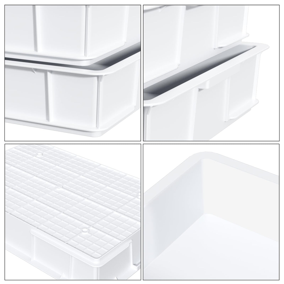 Morcte 2-Pack Commercial Dough Proofing Box Tray with 2 Lids, Stackable Pizza Proofing Dough pan with lid