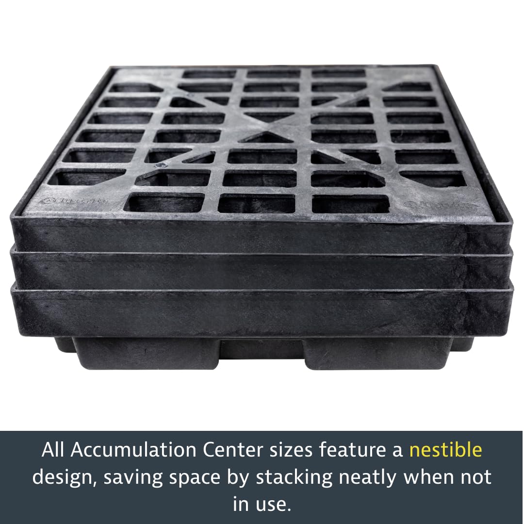 Justrite Low Profile 1 Drum Spill Containment Pallet Accumulation Center - 5.5" Tall - 12 Gal Capacity for 55 Gallon Drum Containment - Made in The USA from 30% Recycled Polyethylene - Yellow - 28652