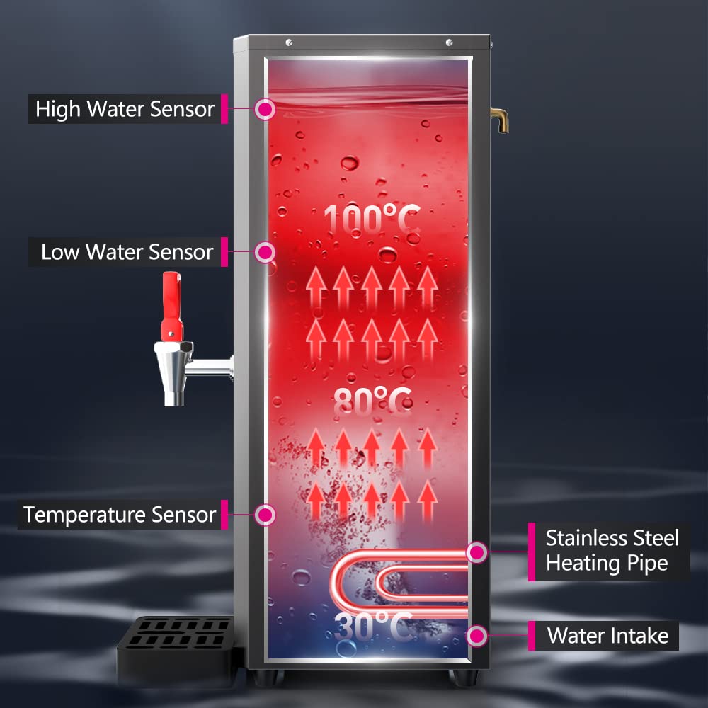 Lecon Chef Water Boiler Eletric Commercial Hot Water Dispenser Countertop with Filter Black Automatic 20L 1500W Fast Heating for Restaurant, Home, Office